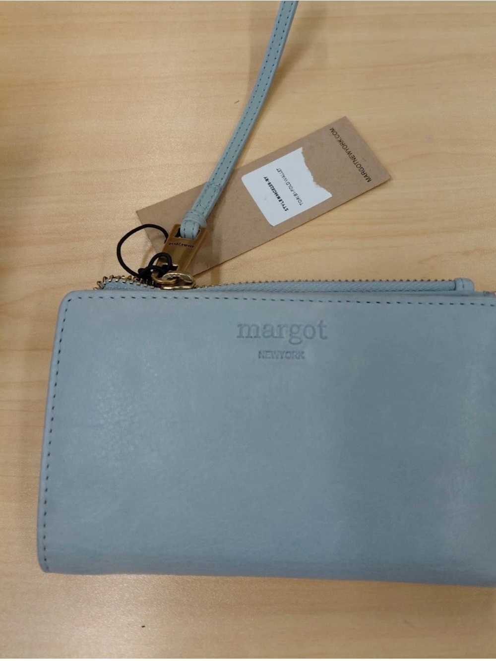 Margot New York Light Blue Leather Wristlet Wallet